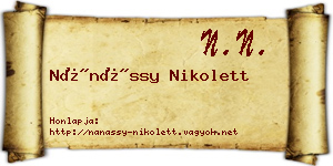 Nánássy Nikolett névjegykártya